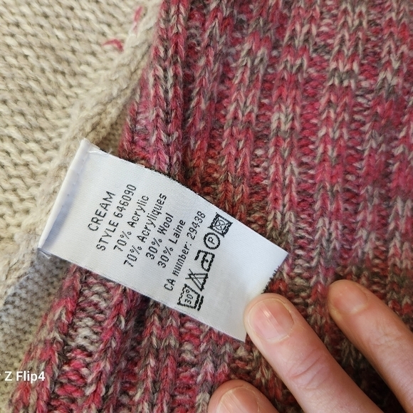 CREAM patchwork  long knit cardigan - Picture 3 of 7